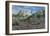 A Pelecanimimus Dinosaur Chasing a Dragonfly-Stocktrek Images-Framed Art Print