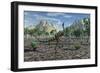 A Pelecanimimus Dinosaur Chasing a Dragonfly-Stocktrek Images-Framed Art Print