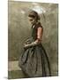 A Pensive Girl, C.1865 (Oil on Canvas)-Jean Baptiste Camille Corot-Mounted Premium Giclee Print