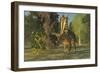 A Pentaceratops Dinosaur Ambles Among Forest Trees in the Cretaceous Era-Stocktrek Images-Framed Art Print