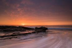 Flowing Water over the Beach at Sunrise-A Periam Photography-Stretched Canvas