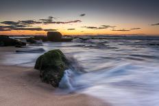 Yellow Rowing Boat on the Shore of a Lake in Bermagui, Australia at Sunset-A Periam Photography-Photographic Print