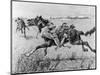 A Peril of the Plains, the First Emigrant Train to California, Engraved by F.H.W.-Frederic Sackrider Remington-Mounted Giclee Print