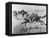 A Peril of the Plains, the First Emigrant Train to California, Engraved by F.H.W.-Frederic Sackrider Remington-Framed Stretched Canvas