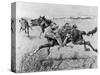 A Peril of the Plains, the First Emigrant Train to California, Engraved by F.H.W.-Frederic Sackrider Remington-Stretched Canvas