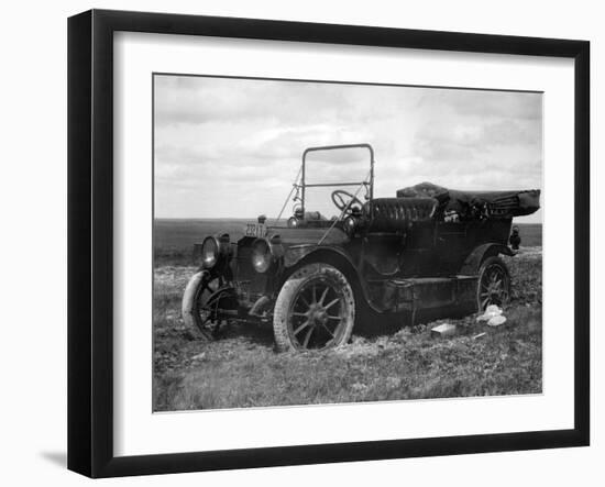 A Period Automobile Appears Stuck in the Mud, Ca. 1920.-Kirn Vintage Stock-Framed Photographic Print