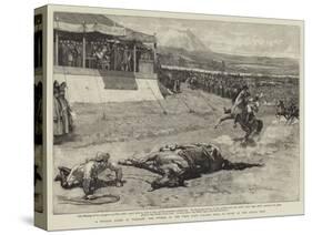 A Persian Derby at Teheran, the Winner of the First Race Falling Dead in Front of the Shah's Tent-null-Stretched Canvas