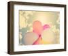 A Person Holding Multi Colored Balloons Done with a Retro Vintage Instagram Filter-graphicphoto-Framed Photographic Print