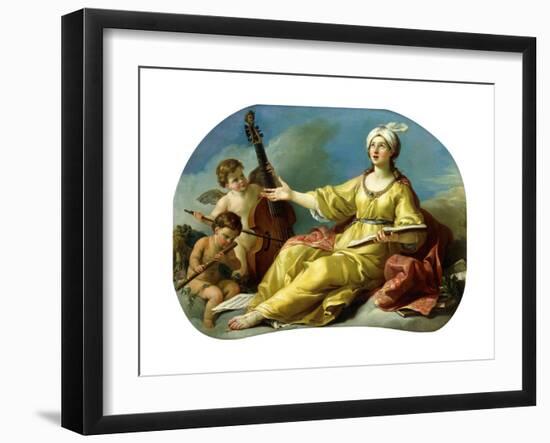 A Personification of Music, Singing with Putti Playing a Viol and a Flute, 1758-Joseph-marie, The Elder Vien-Framed Giclee Print
