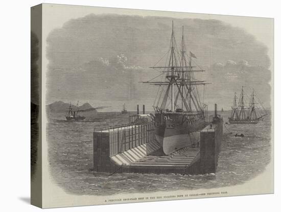 A Peruvian Iron-Clad Ship in the New Floating Dock at Callao-null-Stretched Canvas