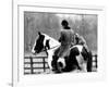 A Pet Fox Sits on the Horse of Its Owner-null-Framed Photographic Print