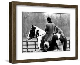 A Pet Fox Sits on the Horse of Its Owner-null-Framed Photographic Print