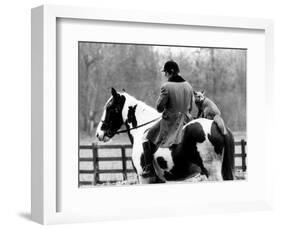 A Pet Fox Sits on the Horse of Its Owner-null-Framed Photographic Print