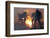 A Petrol Bomb Explodes Near Riot Police During Violent Protests in Athens-Yiorgos Karahalis-Framed Photographic Print