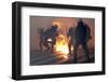 A Petrol Bomb Explodes Near Riot Police During Violent Protests in Athens-Yiorgos Karahalis-Framed Photographic Print