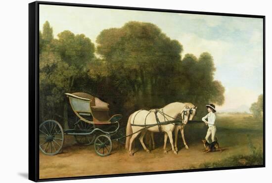 A Phaeton with a Pair of Cream Ponies in the Charge of a Stable-Lad, C.1780-5 (Oil on Panel)-George Stubbs-Framed Stretched Canvas