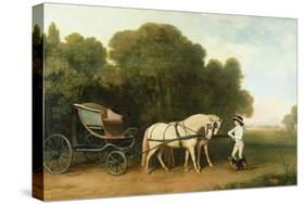 A Phaeton with a Pair of Cream Ponies in the Charge of a Stable-Lad, C.1780-5 (Oil on Panel)-George Stubbs-Stretched Canvas