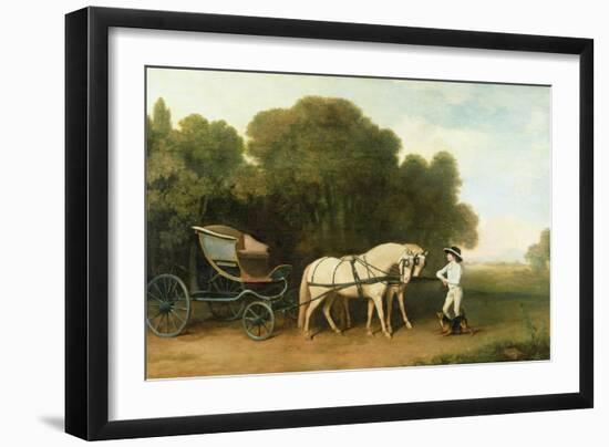 A Phaeton with a Pair of Cream Ponies in the Charge of a Stable-Lad, C.1780-5 (Oil on Panel)-George Stubbs-Framed Giclee Print