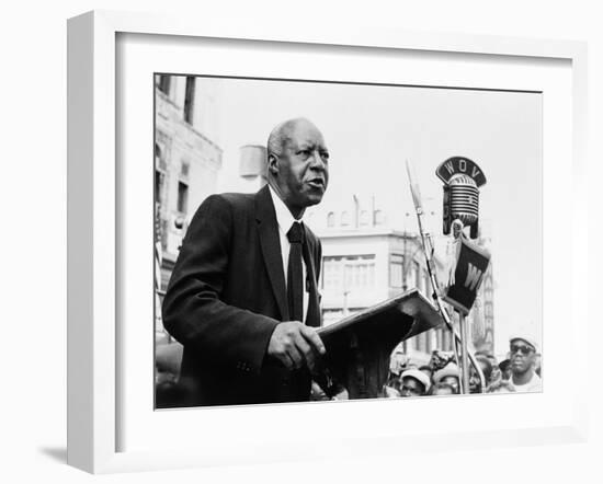 A. Philip Randolph Making Speech at Rally Harlem. Aug. 1958-null-Framed Photo