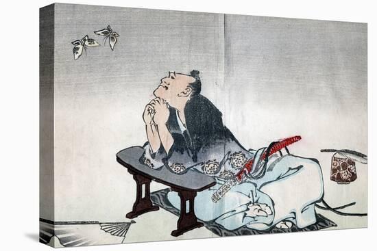 A Philosopher Watching a Pair of Butterflies, 1814-1819-Katsushika Hokusai-Stretched Canvas