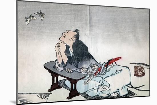 A Philosopher Watching a Pair of Butterflies, 1814-1819-Katsushika Hokusai-Mounted Giclee Print