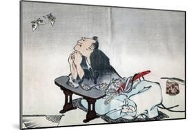 A Philosopher Watching a Pair of Butterflies, 1814-1819-Katsushika Hokusai-Mounted Giclee Print