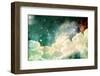 A Photo Based Cloudscape with Clouds, Stars and Moon with Distant Galaxies.-Stephanie Frey-Framed Photographic Print