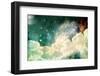 A Photo Based Cloudscape with Clouds, Stars and Moon with Distant Galaxies.-Stephanie Frey-Framed Photographic Print