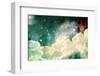 A Photo Based Cloudscape with Clouds, Stars and Moon with Distant Galaxies.-Stephanie Frey-Framed Photographic Print