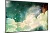 A Photo Based Cloudscape with Clouds, Stars and Moon with Distant Galaxies.-Stephanie Frey-Mounted Photographic Print