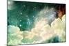 A Photo Based Cloudscape with Clouds, Stars and Moon with Distant Galaxies.-Stephanie Frey-Mounted Photographic Print