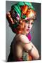 A Photo of Beautiful Redheaded Girl in a Head-Dress from the Coloured Fabric, Glamour-Pandorabox-Mounted Photographic Print