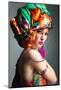 A Photo of Beautiful Redheaded Girl in a Head-Dress from the Coloured Fabric, Glamour-Pandorabox-Mounted Photographic Print