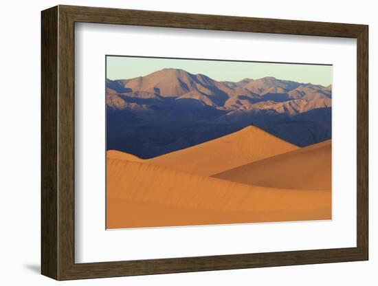 A Photographer on a Sand Dune at Sunrise, Mesquite Dunes, Death Valley-James White-Framed Photographic Print