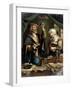 A Physician Examining A Flask Of Urine Brought By A Young Woman-Gerrit Dou-Framed Art Print