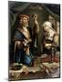 A Physician Examining A Flask Of Urine Brought By A Young Woman-Gerrit Dou-Mounted Art Print