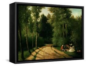 A Picnic at Montmorency-Camille Pissarro-Framed Stretched Canvas