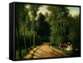 A Picnic at Montmorency-Camille Pissarro-Framed Stretched Canvas