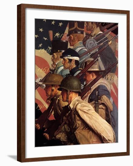 A Pictorial History of the United States Army (or To Make Men Free)-Norman Rockwell-Framed Giclee Print