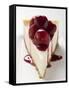 A Piece of Cheesecake with Cherry Sauce-null-Framed Stretched Canvas
