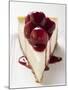 A Piece of Cheesecake with Cherry Sauce-null-Mounted Photographic Print