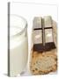 A Piece of Chocolate, Baguette and a Glass of Milk-Alain Caste-Stretched Canvas