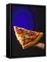 A Piece of Ham and Salami Pizza on Server-null-Framed Stretched Canvas