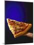A Piece of Ham and Salami Pizza on Server-null-Mounted Photographic Print