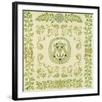 A Pieced and Appliqued Cotton and Embroidered Velvet Quilted Coverlet, New York, circa 1875-null-Framed Giclee Print