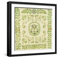 A Pieced and Appliqued Cotton and Embroidered Velvet Quilted Coverlet, New York, circa 1875-null-Framed Giclee Print