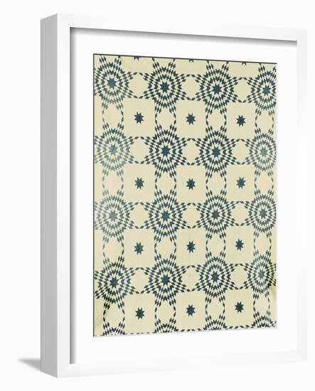 A Pieced and Appliqued Cotton Quilted Coverlet, American, Mid 19th Century-null-Framed Giclee Print