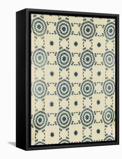 A Pieced and Appliqued Cotton Quilted Coverlet, American, Mid 19th Century-null-Framed Stretched Canvas