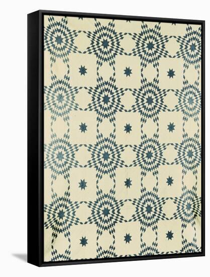 A Pieced and Appliqued Cotton Quilted Coverlet, American, Mid 19th Century-null-Framed Stretched Canvas