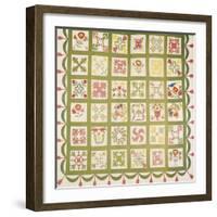 A Pieced and Appliqued Cotton Quilted Coverlet, Baltimore, Dated 1845-null-Framed Giclee Print
